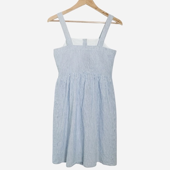 J.CREW Blue & White Seersucker Striped Button-Down Dress Sz 2 - Picture 9 of 11